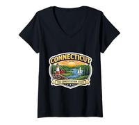 Mujer Connecticut The Constitution State Souvenir Visitante Viajero Camiseta Cuello V