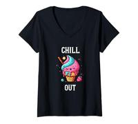 Mujer Cono de helado chill out kawaii Camiseta Cuello V