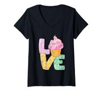 Mujer Cono de helado Love Sweet Delight Camiseta Cuello V