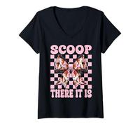 Mujer Cono de Helado niña mamá Rosa Coqueta Arco Cuchara There It Is Camiseta Cuello V