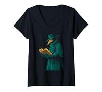 Mujer Conocimiento Prohibido Oculto Plaga Doctor Arte Gótico Camiseta Cuello V