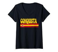 Mujer Conquista Ciudad España Vintage Estética Vacaciones de Verano Camiseta Cuello V