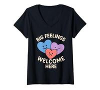 Mujer Consejero de duelo infantil Corazones curativos Apoyo trauma Camiseta Cuello V