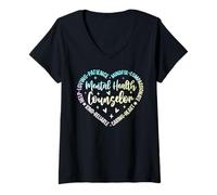 Mujer Consejero de Salud Mental Amante Paciencia Consciente Compasivo Camiseta Cuello V