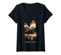 Mujer Conservar y proteger Eagle Mountains Naturaleza Amante Animal Camiseta Cuello V