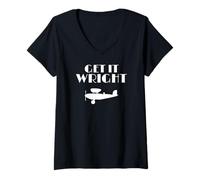 Mujer Consíguelo Wright Funny Wright Brothers Camiseta Cuello V