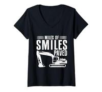 Mujer Constructor de Carreteras pavimentadas Miles of Smiles Camiseta Cuello V