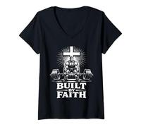Mujer Construido por Faith Christian Workout Levantamiento de Pesas Gimnas Camiseta Cuello V