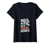 Mujer Construir Fly Crash Rebuild RC Pilot Life Camiseta Cuello V