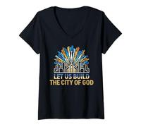 Mujer Construyamos la Comunidad Cristiana de la Ciudad de Dios Camiseta Cuello V