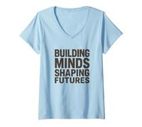 Mujer Construyendo mentes, dando forma a futuros - Vintage Educator Camiseta Cuello V