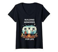 Mujer Construyendo Recuerdos para la Vida Camping Diversión al Aire Libre Camiseta Cuello V