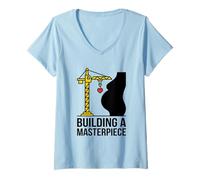 Mujer Construyendo una Obra Maestra Embarazo Construcción Grúa Corazón Camiseta Cuello V