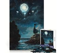 Mujer contemplando el Cielo Iluminado por la Luna Rompecabezas para Adultos de 1000 Piezas Desarrolla la Inteligencia y la Habilidad Diversión y Tranquilidad Ideal para Regalar (38x52cm)