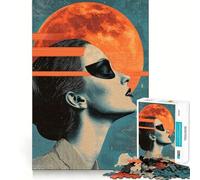 Mujer contemplando la Luna Rompecabezas de 1000 Piezas Diversión con Memoria Superficie Lisa y sin Rebabas Un Reto entretenido para el Tiempo Libre (38x26cm)