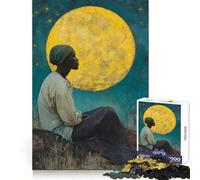 Mujer contemplando la Luna Rompecabezas de 1000 Piezas para Adolescentes Actividad de Ocio y Ejercicio Inteligente Cierre sin Costuras Regalo de cumpleaños (50x75cm)