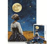 Mujer contemplando la Luna Rompecabezas de 1000 Piezas para Adolescentes Entrenamiento de concentración Actividad de Ocio Ensamble preciso Regalo Original (50x75cm)