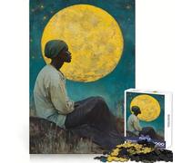 Mujer contemplando la Luna Rompecabezas de 1000 Piezas para Adolescentes Estimula el Pensamiento lógico y el Tiempo Libre Diseño Limpio (38x26cm)