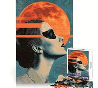 Mujer contemplando la Luna Rompecabezas de 1000 Piezas para Adultos Estimula la función cognitiva Escapada Consciente Cierre hermético Regalo Ideal para Las Fiestas (50x75cm)