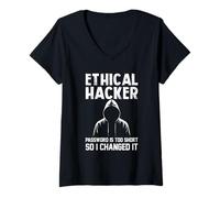 Mujer Contraseña ética de ciberseguridad hacker demasiado corta Lo cambié Camiseta Cuello V