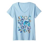 Mujer Controla todas las cosas Controlador de videojuegos Camiseta Cuello V