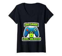 Mujer Controlador de Videojuegos Desbloqueado de Nivel de Tercer Grado Camiseta Cuello V