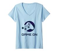 Mujer Controlador de Videojuegos Game On, símbolo del Logotipo de un Jugador, 1 Color Camiseta Cuello V