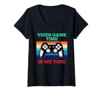 Mujer Controlador de videojuegos Time Its Me Time para consola de videojuegos Camiseta Cuello V