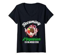 Mujer Convertirse en Vegetariano es un Gran bistec perdido Camiseta Cuello V