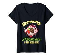 Mujer Convertirse en Vegetariano es un Gran bistec perdido Camiseta Cuello V