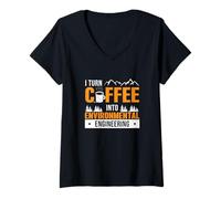 Mujer Convierto el café en ingeniería ambiental un administrador de residuos Camiseta Cuello V