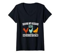 Mujer Convirtiendo a mi esposo pollo a pollo divertido Camiseta Cuello V