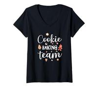 Mujer Cookie Baking Team Galletas para Hornear Pan de Jengibre Camiseta Cuello V