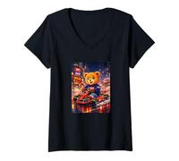 Mujer Cool Amazing Teddy Bear Karting Race of Champions Graphic Camiseta Cuello V