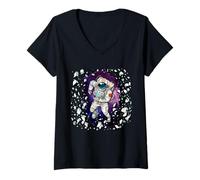 Mujer Cool Astronaut tee Shirts, Space Exploration Graphic Design Camiseta Cuello V