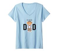 Mujer Cool Awesome Dad Teddy Bear Illustration Graphic Designs Camiseta Cuello V