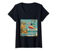 Mujer Cool Bahamas Beach y Flamingo para los Amantes de la Naturaleza Camiseta Cuello V