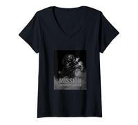 Mujer Cool Black Army Soldier in Gaming Mission Fighting Graphic Camiseta Cuello V