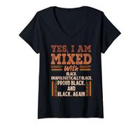 Mujer Cool BLM Melanin I Am Mixed with Black Proud History Month Camiseta Cuello V