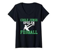 Mujer Cool Boys Play Soccer Motivo para Jugadores de fútbol Reales Camiseta Cuello V