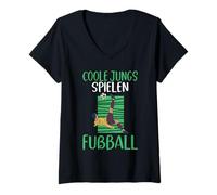 Mujer Cool Boys Play Soccer Motivo para Jugadores de fútbol Reales Camiseta Cuello V