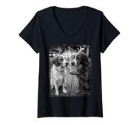 Mujer Cool Brittany Dogs Fumando Cigarrillo Street Art Design Camiseta Cuello V
