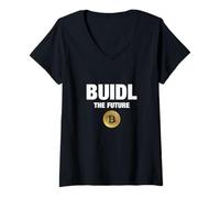 Mujer Cool Build Bitcoin Cryptocurrency, Bitcoin Buidl the Future Camiseta Cuello V
