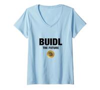 Mujer Cool Build Bitcoin Cryptocurrency, Bitcoin Buidl the Future Camiseta Cuello V