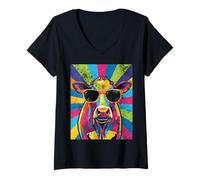 Mujer Cool Cow Pop Art For Men Women Dairy Farmer Farming Moo Cows Camiseta Cuello V