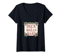 Mujer Cool Deck The Halls Hard Lema Camiseta Cuello V