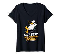 Mujer Cool Duck no está Ocupado, Solo priorizando la Paz Camiseta Cuello V