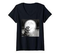 Mujer Cool Fishing Fisherman Capybara Rodents, Capybara Fishing Camiseta Cuello V
