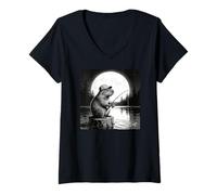 Mujer Cool Fishing Fisherman Capybara Rodents, Capybara Fishing Camiseta Cuello V