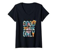 Mujer Cool Floral Summer Vibes Only Quotes Inspirational Quotes Camiseta Cuello V